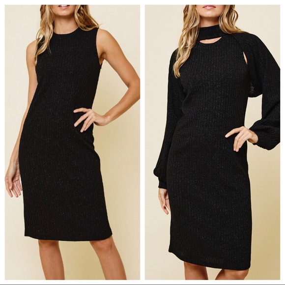 Sleeveless Dress with Ribbed Turtleneck Bolero
SET - Picture 4 of 5